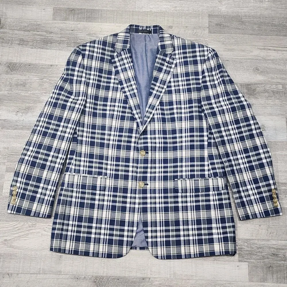Chaps Men’s Blazer Suit Jacket Plaid Sizes 42R